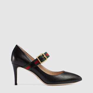 Sylvie leather mid heel pump