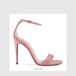 Suede sandal with crystals 
