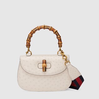 Bamboo ostrich top handle bag 