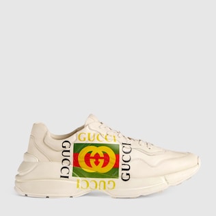 Baskets en cuir Rhyton avec logo Gucci