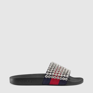 Web slide with crystals 