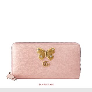 Leather zip around wallet with butterfly 