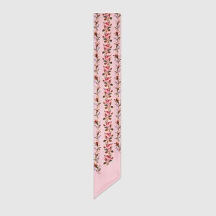 Roses print silk neck bow 