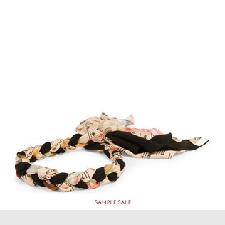 The Gucci stamp and flowers print silk braided headband