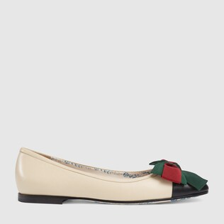 Leather ballet flat with Web bow 