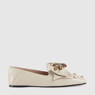 Leather ballet flat with bow 