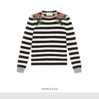Embroidered merino cashmere knitted top