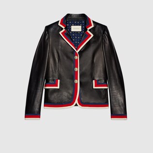 Embroidered leather jacket