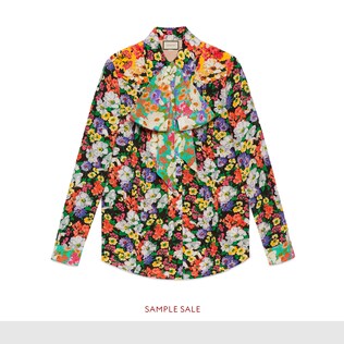 Wildflowers print pintuck shirt