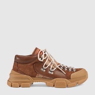 Men's Boots | Shop Gucci.com Leather and Original GG low-top trekking boot