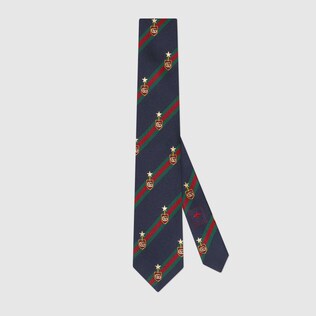 Web crest silk tie 