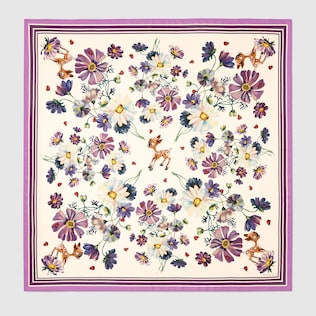 Flowers and fawn print silk shawl