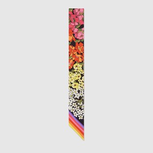 GG and flowers print silk neck bow