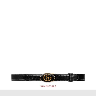 Leather belt with oval enameled buckle 