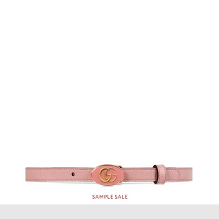 Leather belt with oval enamelled buckle 