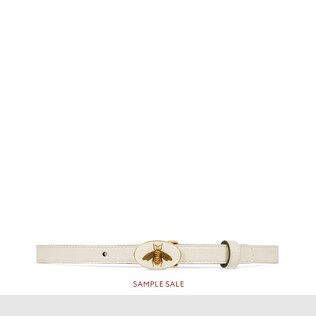 Leather belt with bee buckle
