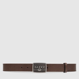 Leather belt with Gucci logo buckle 