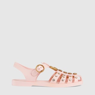 Rubber sandal with crystals 