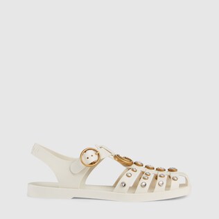 Rubber sandal with crystals 