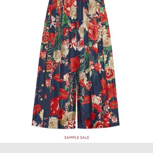 Spring bouquet silk pleated pant