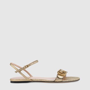 Metallic laminate leather Double G sandal 