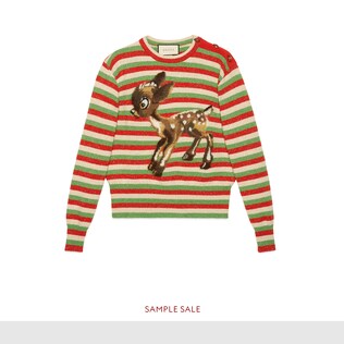 Wool lurex striped sweater with fawn