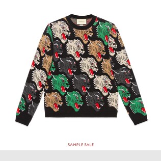 Panther face wool sweater