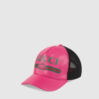 Gucci Print leather baseball hat