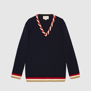 Cable knit cashmere wool sweater