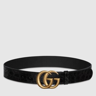 Crocodile belt with Double G buckle