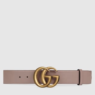 Leather belt with Double G buckle