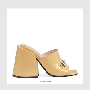 Patent leather high-heel slide