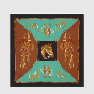 Silk scarf with equestrian print