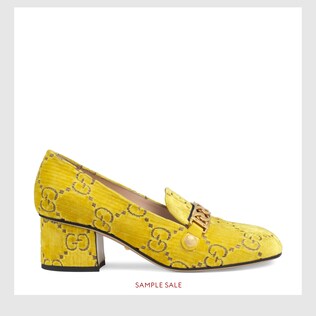 Sylvie GG velvet mid-heel loafer