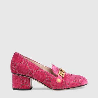 Sylvie GG velvet mid-heel pump