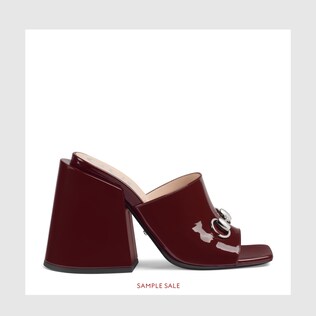 Patent leather high-heel slide