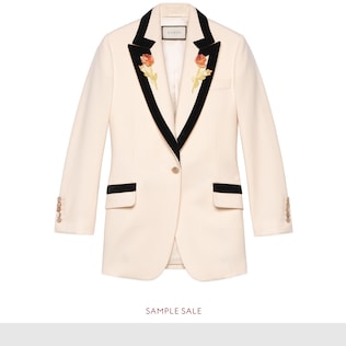 Flower embroidered wool jacket