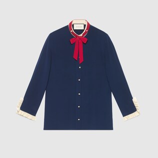 Silk shirt with neck tie