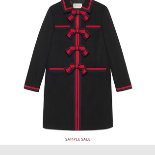 Wool coat with Web bows