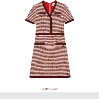 Striped tweed v-neck dress
