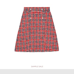 Tweed check A-line skirt