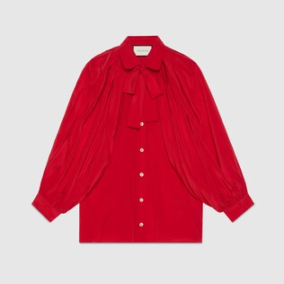 Silk shirt with neck bow