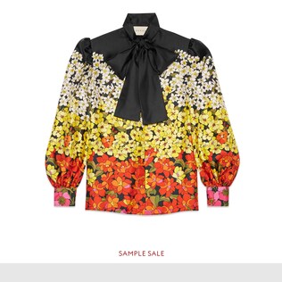 Degradé flowers silk twill shirt
