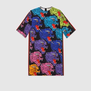 Panther face viscose tunic dress
