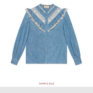Denim ruffle shirt