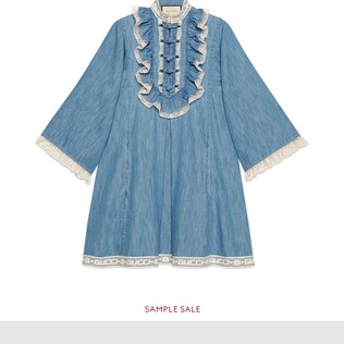 Denim tunic with lace detail