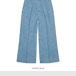 Embroidered denim culotte pant