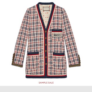 Check jacket with Gucci patch