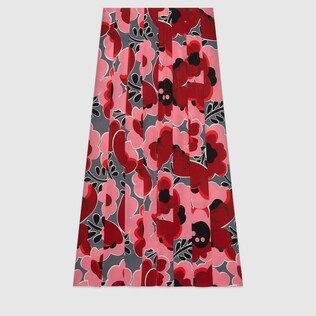 Poppies silk skirt