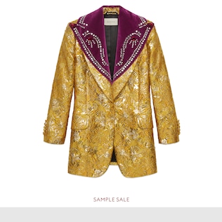Brocade evening jacket with detachable lapel